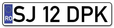 Placuta inmatriculare numar auto  SJ-12-DPK, SJ 12 DPK, SJ12DPK