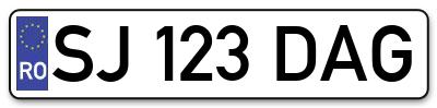 Placuta inmatriculare numar auto  SJ-123-DAG, SJ 123 DAG, SJ123DAG