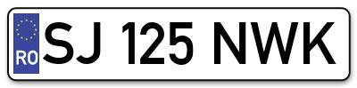 Placuta inmatriculare numar auto  SJ-125-NWK, SJ 125 NWK, SJ125NWK