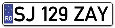 Placuta inmatriculare numar auto  SJ-129-ZAY, SJ 129 ZAY, SJ129ZAY