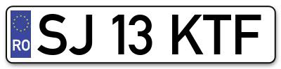Placuta inmatriculare numar auto  SJ-13-KTF, SJ 13 KTF, SJ13KTF