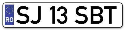 Placuta inmatriculare numar auto  SJ-13-SBT, SJ 13 SBT, SJ13SBT