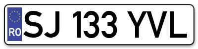 Placuta inmatriculare numar auto  SJ-133-YVL, SJ 133 YVL, SJ133YVL