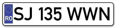 Placuta inmatriculare numar auto  SJ-135-WWN, SJ 135 WWN, SJ135WWN