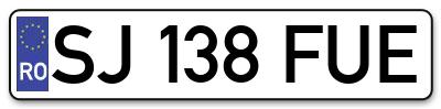 Placuta inmatriculare numar auto  SJ-138-FUE, SJ 138 FUE, SJ138FUE
