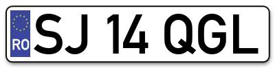 Placuta inmatriculare numar auto  SJ-14-QGL, SJ 14 QGL, SJ14QGL