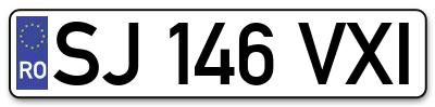 Placuta inmatriculare numar auto  SJ-146-VXI, SJ 146 VXI, SJ146VXI