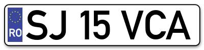 Placuta inmatriculare numar auto  SJ-15-VCA, SJ 15 VCA, SJ15VCA