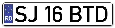 Placuta inmatriculare numar auto  SJ-16-BTD, SJ 16 BTD, SJ16BTD