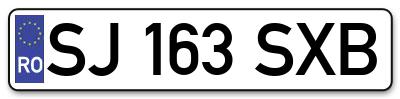 Placuta inmatriculare numar auto  SJ-163-SXB, SJ 163 SXB, SJ163SXB