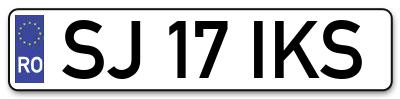 Placuta inmatriculare numar auto  SJ-17-IKS, SJ 17 IKS, SJ17IKS