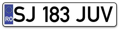 Placuta inmatriculare numar auto  SJ-183-JUV, SJ 183 JUV, SJ183JUV