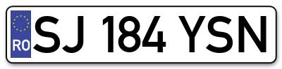Placuta inmatriculare numar auto  SJ-184-YSN, SJ 184 YSN, SJ184YSN