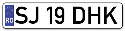 Placuta inmatriculare numar auto  SJ-19-DHK, SJ 19 DHK, SJ19DHK