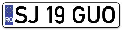 Placuta inmatriculare numar auto  SJ-19-GUO, SJ 19 GUO, SJ19GUO