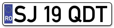 Placuta inmatriculare numar auto  SJ-19-QDT, SJ 19 QDT, SJ19QDT