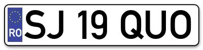 Placuta inmatriculare numar auto  SJ-19-QUO, SJ 19 QUO, SJ19QUO