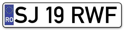 Placuta inmatriculare numar auto  SJ-19-RWF, SJ 19 RWF, SJ19RWF
