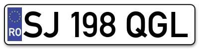 Placuta inmatriculare numar auto  SJ-198-QGL, SJ 198 QGL, SJ198QGL
