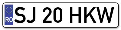 Placuta inmatriculare numar auto  SJ-20-HKW, SJ 20 HKW, SJ20HKW