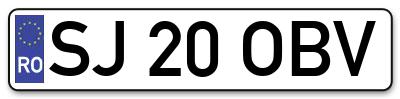 Placuta inmatriculare numar auto  SJ-20-OBV, SJ 20 OBV, SJ20OBV