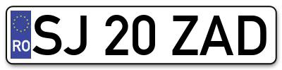 Placuta inmatriculare numar auto  SJ-20-ZAD, SJ 20 ZAD, SJ20ZAD