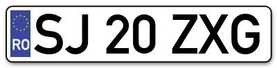 Placuta inmatriculare numar auto  SJ-20-ZXG, SJ 20 ZXG, SJ20ZXG