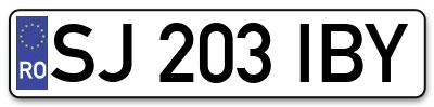 Placuta inmatriculare numar auto  SJ-203-IBY, SJ 203 IBY, SJ203IBY