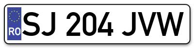 Placuta inmatriculare numar auto  SJ-204-JVW, SJ 204 JVW, SJ204JVW