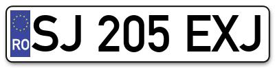 Placuta inmatriculare numar auto  SJ-205-EXJ, SJ 205 EXJ, SJ205EXJ