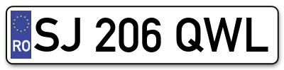 Placuta inmatriculare numar auto  SJ-206-QWL, SJ 206 QWL, SJ206QWL