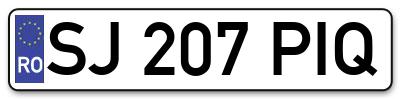 Placuta inmatriculare numar auto  SJ-207-PIQ, SJ 207 PIQ, SJ207PIQ