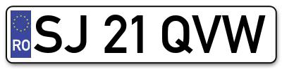 Placuta inmatriculare numar auto  SJ-21-QVW, SJ 21 QVW, SJ21QVW