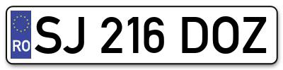 Placuta inmatriculare numar auto  SJ-216-DOZ, SJ 216 DOZ, SJ216DOZ
