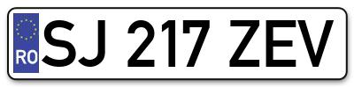 Placuta inmatriculare numar auto  SJ-217-ZEV, SJ 217 ZEV, SJ217ZEV