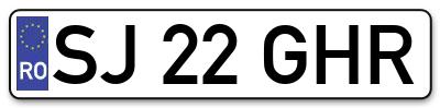 Placuta inmatriculare numar auto  SJ-22-GHR, SJ 22 GHR, SJ22GHR