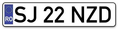 Placuta inmatriculare numar auto  SJ-22-NZD, SJ 22 NZD, SJ22NZD