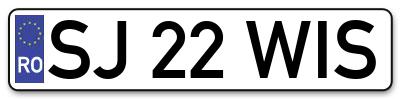 Placuta inmatriculare numar auto  SJ-22-WIS, SJ 22 WIS, SJ22WIS
