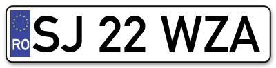 Placuta inmatriculare numar auto  SJ-22-WZA, SJ 22 WZA, SJ22WZA