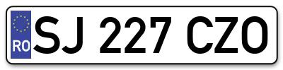 Placuta inmatriculare numar auto  SJ-227-CZO, SJ 227 CZO, SJ227CZO