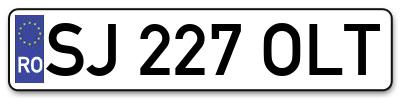 Placuta inmatriculare numar auto  SJ-227-OLT, SJ 227 OLT, SJ227OLT