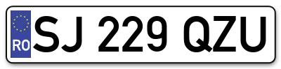 Placuta inmatriculare numar auto  SJ-229-QZU, SJ 229 QZU, SJ229QZU