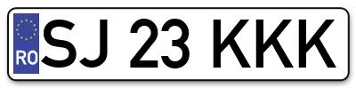 Placuta inmatriculare numar auto  SJ-23-KKK, SJ 23 KKK, SJ23KKK
