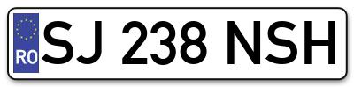 Placuta inmatriculare numar auto  SJ-238-NSH, SJ 238 NSH, SJ238NSH