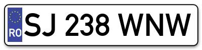 Placuta inmatriculare numar auto  SJ-238-WNW, SJ 238 WNW, SJ238WNW