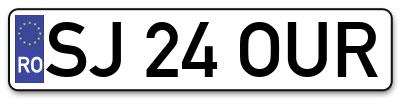 Placuta inmatriculare numar auto  SJ-24-OUR, SJ 24 OUR, SJ24OUR