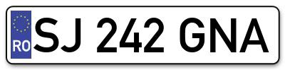Placuta inmatriculare numar auto  SJ-242-GNA, SJ 242 GNA, SJ242GNA