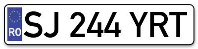 Placuta inmatriculare numar auto  SJ-244-YRT, SJ 244 YRT, SJ244YRT