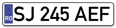 Placuta inmatriculare numar auto  SJ-245-AEF, SJ 245 AEF, SJ245AEF