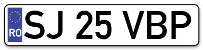 Placuta inmatriculare numar auto  SJ-25-VBP, SJ 25 VBP, SJ25VBP